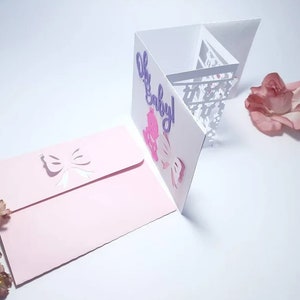 SVG Pop Up C’est un modèle de carte de fille 3D Paper Lanter Tealight Card Box Cricut Template 3D Paper Craft Centerpiece fichier de découpe DXF DIY