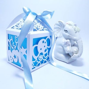 Svg Treat Box Elephant Its a Boy Template Baby Shower Cricut Cutting File Gift Box Dxf Silohuette Laser Cut