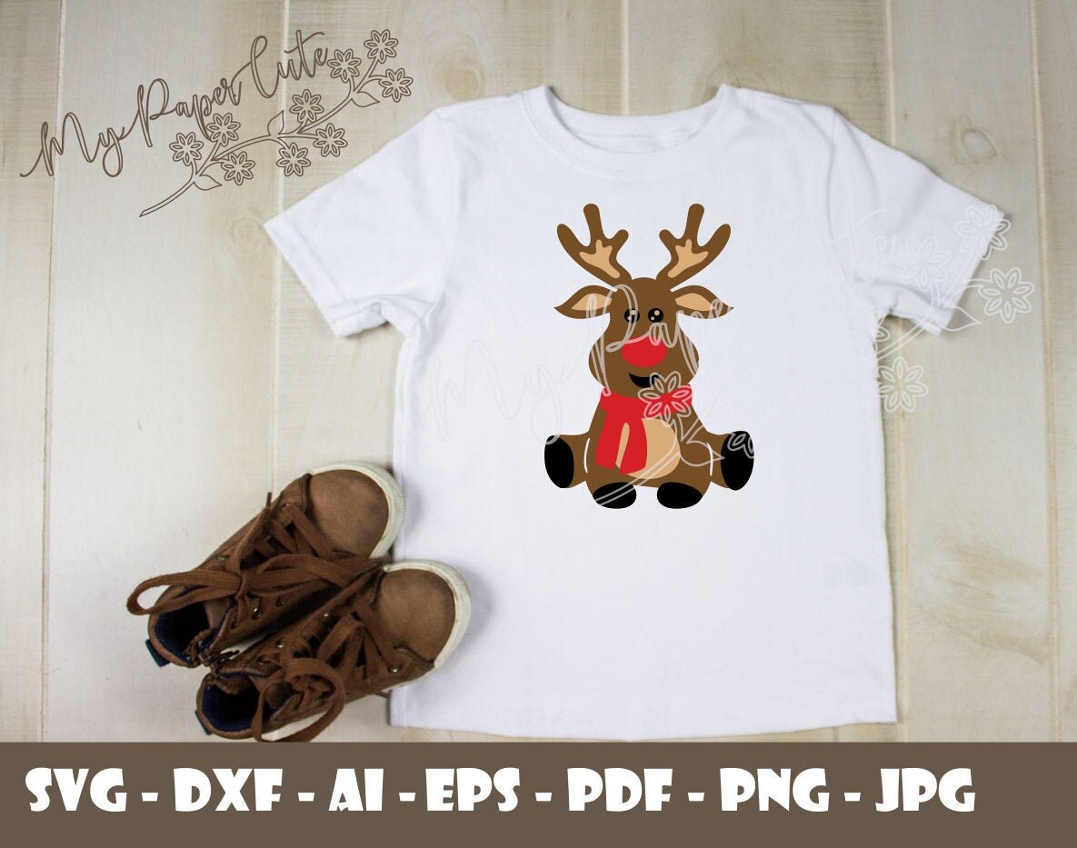 Download Svg Reindeer Christmas Cute Baby Red Nose Rudolph Cut File For Etsy