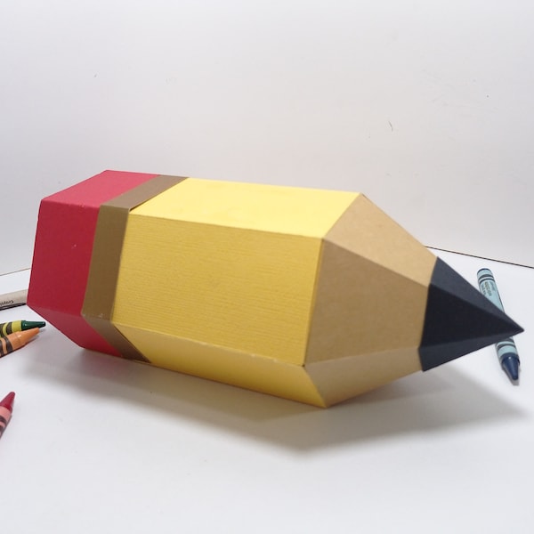 Bleistiftförmige Geschenkbox im SVG-Format zur Verwendung mit Schneidemaschinen: Cricut, Silhouette Cameo, Laser usw.