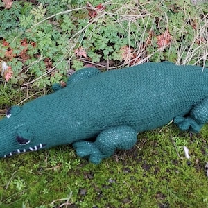 Crocodile hand knitted stuffed toy