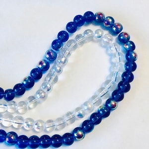 Electroplated Round Glass Beads: 6mm AB Jewelry Making