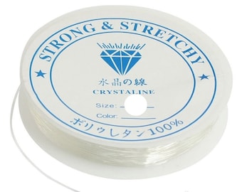 Clear nylon elastic stretchy beading cord - 0.4mm thickness elastic thread - 10m reel