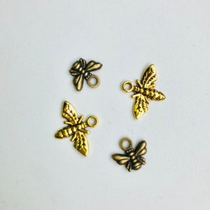 Honey Bee Charms: Gold & Bronze Jewelry Making Supplies (Set of 4)