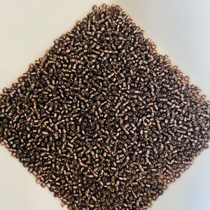 Dark Brown Glass Seed Beads, silver lined, 15/0 1.5mm round, 30g bag