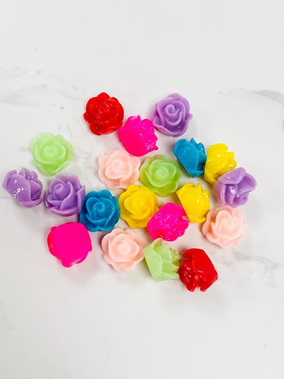 20 Stück Blumen Cabochons, Harz, bunte Plastikblumen