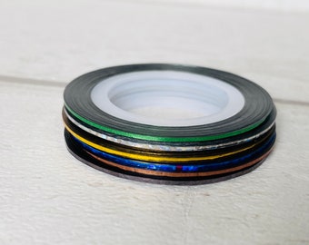 Metallic Nail Striping Tape: 1mm Nail Art Decal, 20m Roll