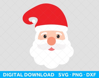 Santa SVG, Kerst SVG bestanden voor Cricut, Santa Face Svg, Santa Hat Svg