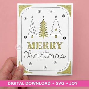 Christmas Card for Cricut Joy and Cricut Explore Maker, Paper Cutting Card SVG file Insert Card, Digital File, Merry Christmas SVG Card