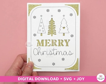 Christmas Card for Cricut Joy and Cricut Explore Maker, Paper Cutting Card SVG file Insert Card, Digital File, Merry Christmas SVG Card