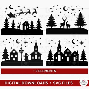 Christmas Village Svg | Winter Scene SVG | Christmas Houses Svg Bundle | Christmas Houses Svg Cut Files For Cricut