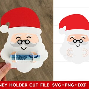 File SVG del portasoldi di Natale, Porta soldi di Babbo Natale, file SVG regalo di carta di Babbo Natale, Artigianato regalo di carte di denaro