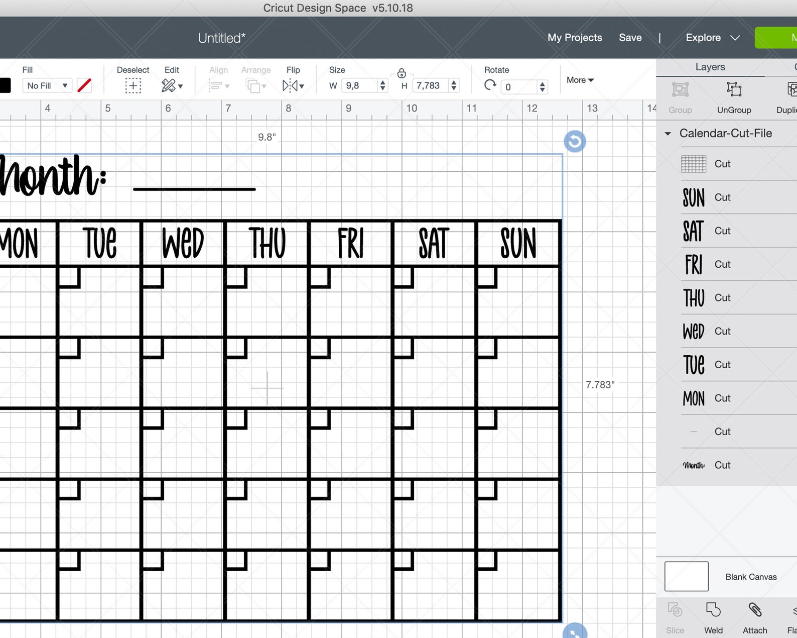 Calendar SVG File for Cricut and Silhouette Cutting Machines Etsy Israel