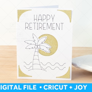 Carte SVG Happy Retirement, Carte Cricut SVG, cadeau de retraite avec Cricut, Cricut Joy et Maker Explorer Fichier SVG, Carte de retraite SVG