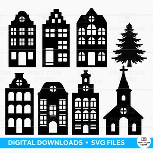 Christmas Village Svg | Winter Canal House | Christmas Canal Houses Svg Bundle | Christmas Houses Svg Cut Files For Cricut
