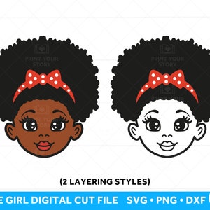 黒人少女 SVG、かわいいアフロガール SVG ファイル、Cricut カッティング マシン用ナチュラル ヘア SVG ファイル、アフリカ系アメリカ人の少女 SVG、黒人の子供 SVG