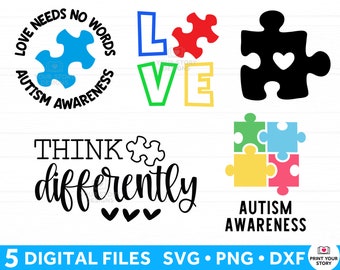 Pliki SVG dotyczące świadomości autyzmu dla Cricut, pakiet SVG Świadomość matki autyzmu SVG, Puzzle Piece SVG, natychmiastowe pobieranie pliku do cięcia w formacie cyfrowym