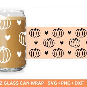 Halloween SVG Libbey Glass SVG 16oz Can, Cute Pumpkin SVG Cut Wrap File for Cricut and Silhouette, Coffee Glass Can, Beer Can Glass Svg