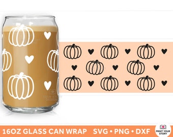 Retro Halloween SVG Libbey Glass SVG 16oz Can, Cute Ghost SVG Cut Wrap ...
