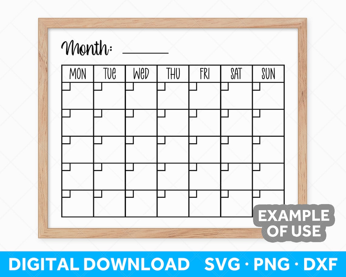 Cricut Calendar Svg