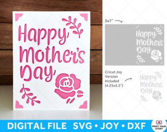 Carte de fête des mères SVG pour Cricut et Silhouette, maman carte de voeux SVG avec fleurs, fête des mères carte de voeux Cricut