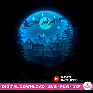 Christmas Shadow Box SVG, Light Box SVG Christmas SVG dla Cricut i Silhouette