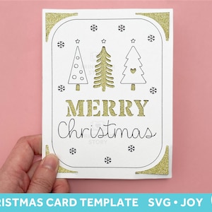 Tarjeta de Navidad para Cricut Joy y Cricut Explore Maker, tarjeta de corte de papel archivo SVG Insertar tarjeta, archivo digital, tarjeta SVG de Feliz Navidad