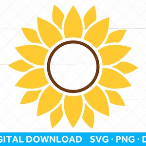 Sunflower SVG file for Cricut, Flower SVG, Digital Download Svg Png Dxf, Sunflower Png
