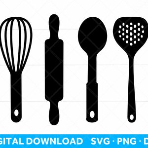 Kitchen Utensils SVG DXF PNG, Instant Digital Download, Kitchen Clip Art Decor, Cutting Board Svg, Kitchen Towel Svg