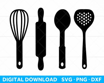Keukengerei SVG DXF PNG, Instant Digital Download, Kitchen Clip Art Decor, Cutting Board Svg, Keukenhanddoek Svg