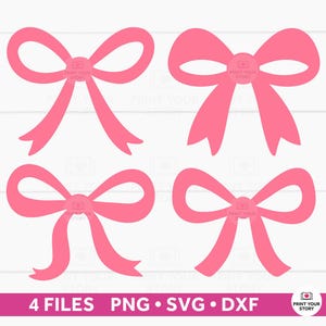 Coquette Bow SVG Files – 4 Cute Bow Cut Files for Cricut & Silhouette - Coquette Aesthetic Clipart - PNG DXF Digital Download