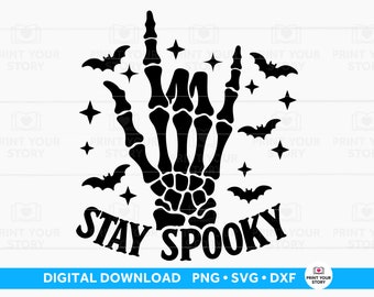 Spooky Season Svg | Halloween Svg | Skeleton Hand Svg | Stay Spooky Svg | Skull Svg | Cricut Cutting Files Skeleton Svg Silhouette Retro
