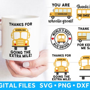 Ensemble SVG d’autobus scolaire, fichiers SVG d’appréciation des chauffeurs d’autobus scolaires, idées de cadeaux de chauffeur d’autobus pour Cricut, fichiers de rentrée scolaire, cadeaux de Noël