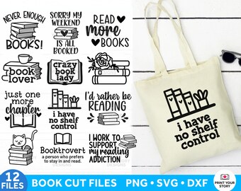 Bundle de lecture SVG, fichiers SVG pour amateurs de livres pour Cricut, fichiers SVG de livre, Svg de rat de bibliothèque