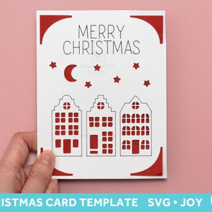 Tarjeta de Navidad para Cricut Joy y Cricut Explore Maker, Tarjeta de corte de papel Archivo SVG, Archivo digital, Tarjeta SVG de Feliz Navidad