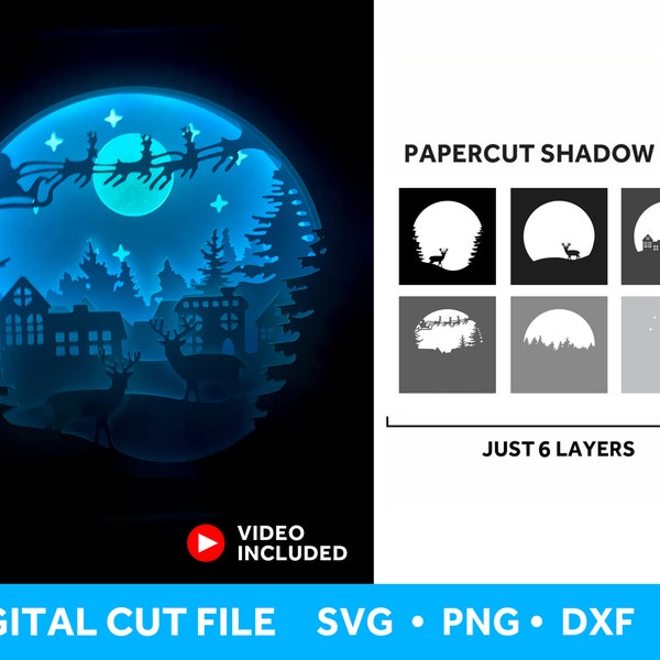 Christmas Shadow Box SVG, Light Box SVG Christmas SVG for Cricut and Silhouette Christmas Shadow Box SVG, Light Box SVG Christmas SVG for Cricut and Silhouette