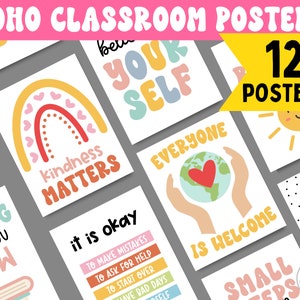 Boho Klassenzimmer Dekor | Groovy Klassenzimmer Poster Downloads | Druckbare Elementar Dekor | Klassenzimmer Dekor Elementare Zitate für Lehrer