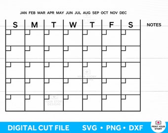 Calendar SVG file for Cricut and Silhouette Cutting Machines, Planner SVG file, Farmhouse Sign SVG