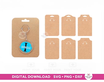 Keychain Display Card SVG, Keyring Card Template SVG for Cricut and Silhouette, Keychain SVG