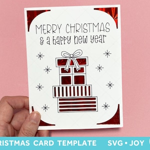 Merry Christmas Card for Cricut Joy and Cricut Explore Maker, Paper Cutting Card SVG file Insert Card, Digital File, Christmas SVG Card