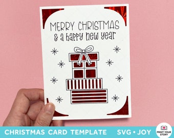 Merry Christmas Card for Cricut Joy and Cricut Explore Maker, Paper Cutting Card SVG file Insert Card, Digital File, Christmas SVG Card