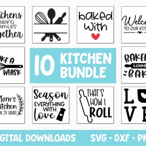 Kitchen SVG files for Cricut, Farmhouse Svg Bundle, Instant Digital Download, Kitchen Svg Cut Files Frame Clip Art Decor