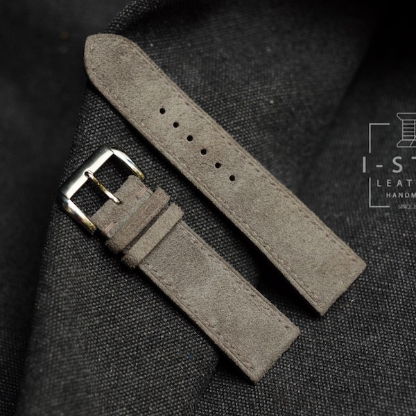 Vintage strap, suede gray leather watch band handmade,personalized, all size,14mm 16mm 18mm 20mm 22mm