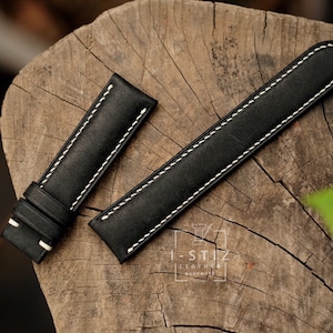 Pueblo black strap,leather watch band handmade,personalized, all size,14mm 16mm 18mm 20mm 22mm 24mm