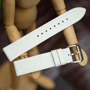 Handmade White Epi Leather Watch Band: Calfskin Strap, Custom Size