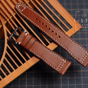 Pilot strap brown color,calfskin watch band handmade,personalized, all size,12mm 14mm 16mm 18mm 20mm 22mm 24mm