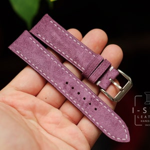 Vintage strap, Purple suede leather watch band handmade,personalized, all size,14mm 16mm 18mm 19mm 20mm 22mm