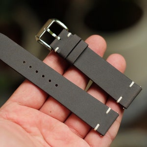 Calfskin gray strap, watch band leather handmade, bespoke, all size, 16mm 18mm 20mm 22mm