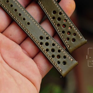 Vintage rally strap, buttero olive leather watch band handmade,personalized, all size,14mm 16mm 18mm 20mm 22mm