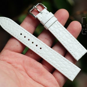 Alligator blanc sur le flanc, bracelet de montre en cuir fait main, personnalisé, toutes les tailles, montre tank, montre mince